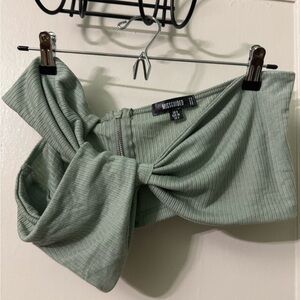 Missguided Sage Green Ribbed Crop Top